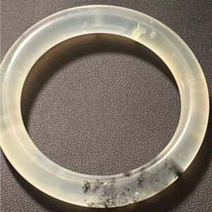 Translucent White Jade Bangle Natural Nephrite Jade 56–57mm Milky w/ Inclusions